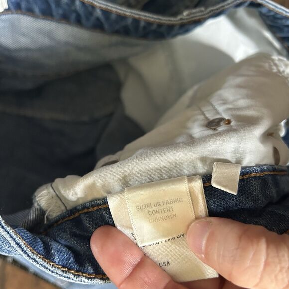 Reformation Retooled Distressed Blue Denim Mini Skirt Salton Wash Size 29 LY397 - Picture 9 of 10